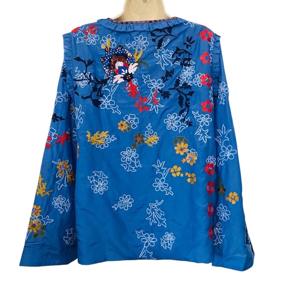 Elliette New Silk Penny Floral Embroidered Beaded Blouse French Designer - Picture 5 of 15